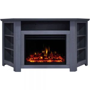 Cambridge Stratford Electric Fireplace Heater with 56-In. Blue Corner TV Stand