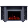 Cambridge Stratford Electric Fireplace Heater with 56-In. Blue Corner TV Stand, Enhanced Log Display, Multi-Color Flames, and Remote 12