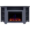 Cambridge Stratford Electric Fireplace Heater with 56-In. Blue Corner TV Stand, Enhanced Log Display, Multi-Color Flames, and Remote 14