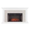 Candore Heights Faux Stone Electric Fireplace, White 24