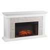 Candore Heights Faux Stone Electric Fireplace, White 27