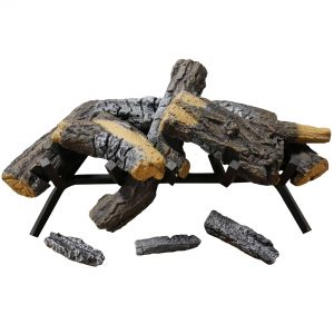 Cedar Ridge Hearth 24” Decorative Realistic Fireplace Ceramic Wood Log Set - Model CRHWV24RP-D
