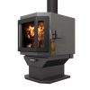 Charcoal Catalyst Wood Stove with Satin Black Door and Room Blower Fan 2