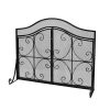 Christopher Knight Home Pendleton Modern Three Panel Fireplace screen with Door by - 31.75" H x 43.25" W x 1.25" D/21.50" D 8