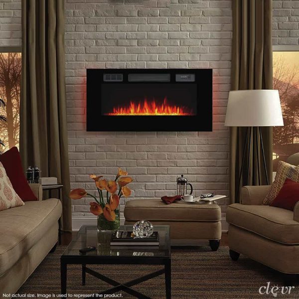 Clevr 750-1500W 39" Recessed Electric Wall Mount Fireplace Heater