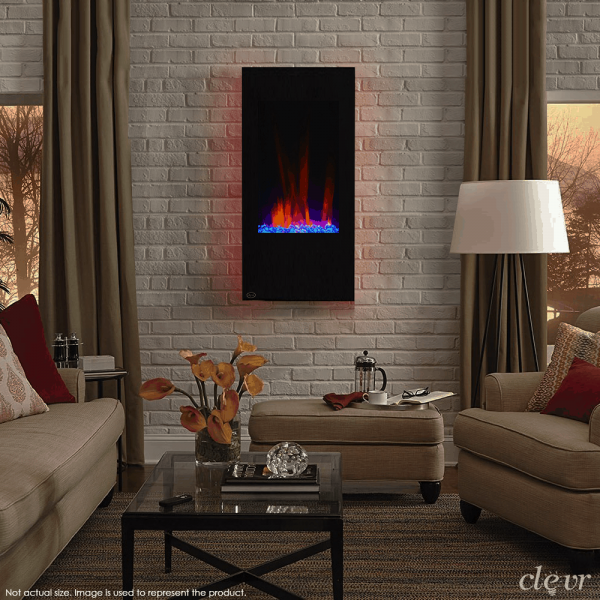 Clevr Vertical Wall Mount 32" Adjustable Electric Fireplace Heater