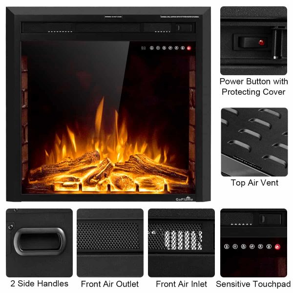 Costway 26'' 750W-1500W Fireplace Electric Embedded Insert Heater Glass Log Flame Remote 1