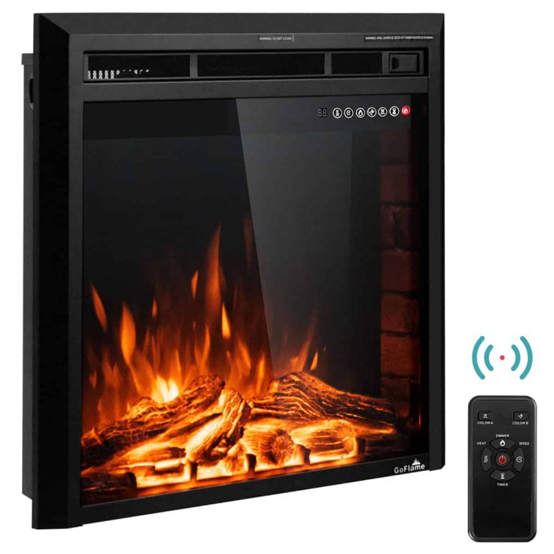 Costway 26'' 750W-1500W Fireplace Electric Embedded Insert Heater Glass Log Flame Remote