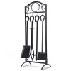 Costway 5 Pieces Fireplace Tools Set 4 Tools & Decor Holder Wrought Iron Fireplaces 8