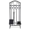 Costway 5 Pieces Fireplace Tools Set 4 Tools & Decor Holder Wrought Iron Fireplaces