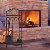 Costway 5 Pieces Fireplace Tools Set 4 Tools & Decor Holder Wrought Iron Fireplaces 12