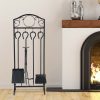 Costway 5 Pieces Fireplace Tools Set 4 Tools & Decor Holder Wrought Iron Fireplaces 13