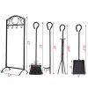 Costway 5 Pieces Fireplace Tools Set 4 Tools & Decor Holder Wrought Iron Fireplaces 14