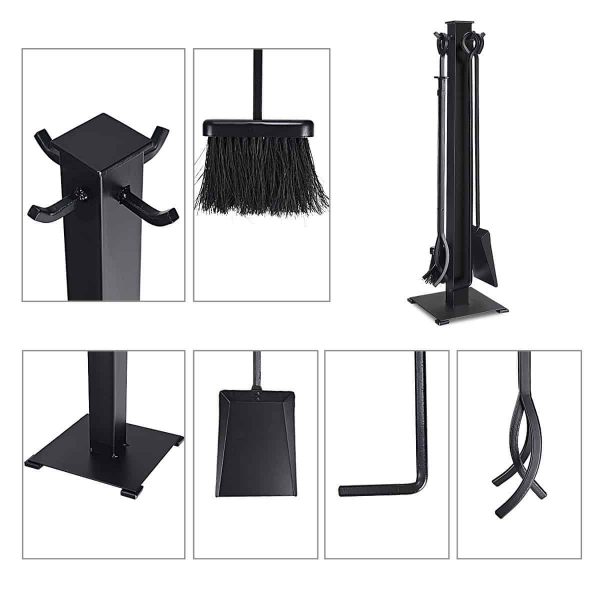 Costway 5 Pieces Fireplace Tools Set Iron Fire Place Tool set Stand Hearth Accessories 5