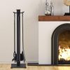 Costway 5 Pieces Fireplace Tools Set Iron Fire Place Tool set Stand Hearth Accessories 14