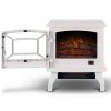 DELLA 17" Adjustable Flame Brightness Thermostat Fireplace Stove Heater 1400-Watts, White 5