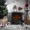 DELLA Electric Stove Heater Fireplace with Realistic Log Wood Burning Flame Effect 1400W - Black 8