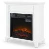 DELLA Wood Electric Fireplace Mantel Package Freestanding Heater Corner Firebox w/Log Hearth