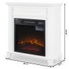DELLA Wood Electric Fireplace Mantel Package Freestanding Heater Corner Firebox w/Log Hearth, Remote Control 1400W White 9