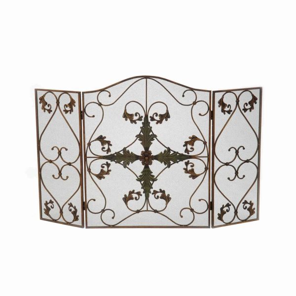 Dagan Arched Antique Copper and Patina Fireplace Screen