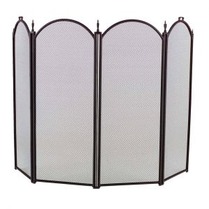 Dagan Four Fold Black Arched Fireplace Screen