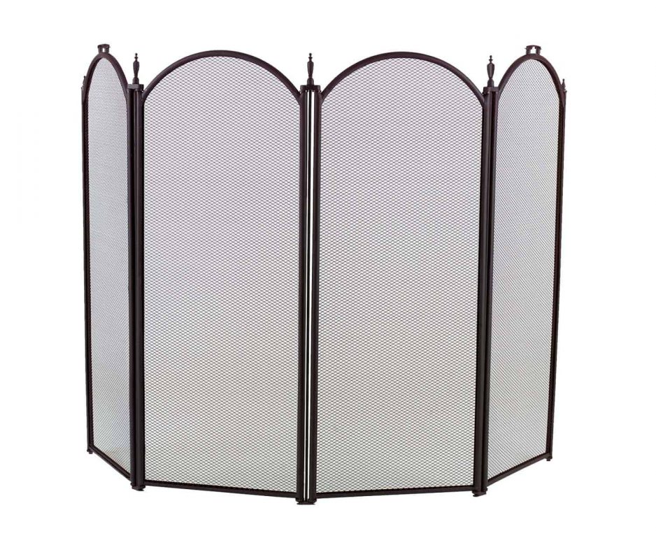 Dagan Four Fold Black Arched Fireplace Screen