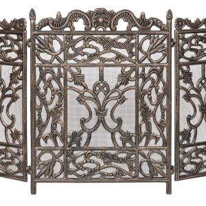 Dagan Three Fold Antique Bronze Arched Fireplace Screen