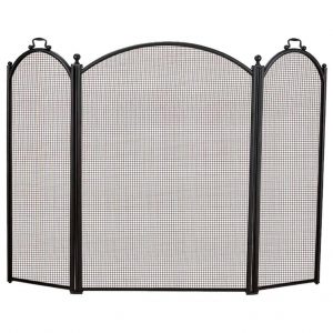 Dagan Three Fold Black Arched Fireplace Screen