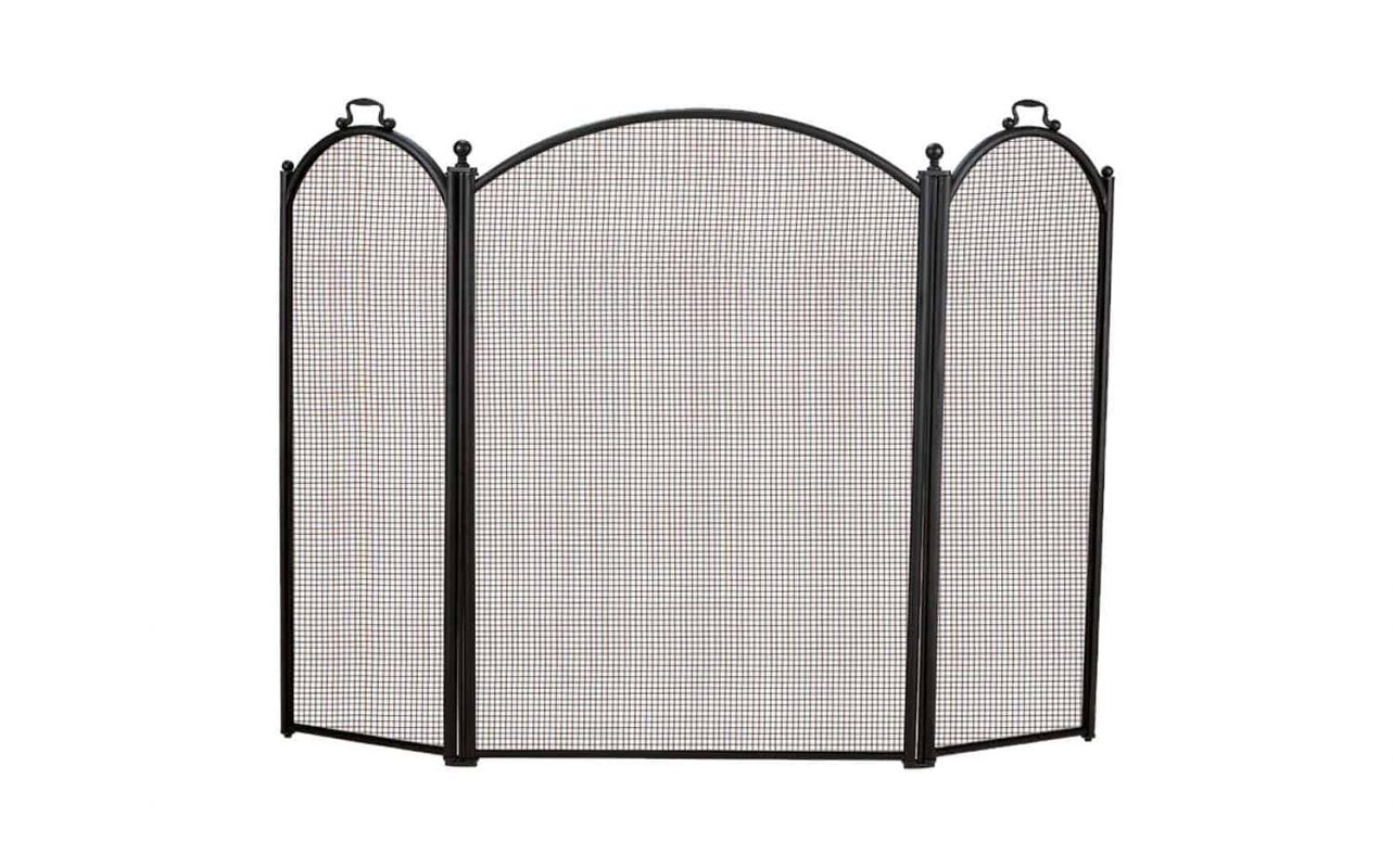 Dagan Three Fold Black Arched Fireplace Screen