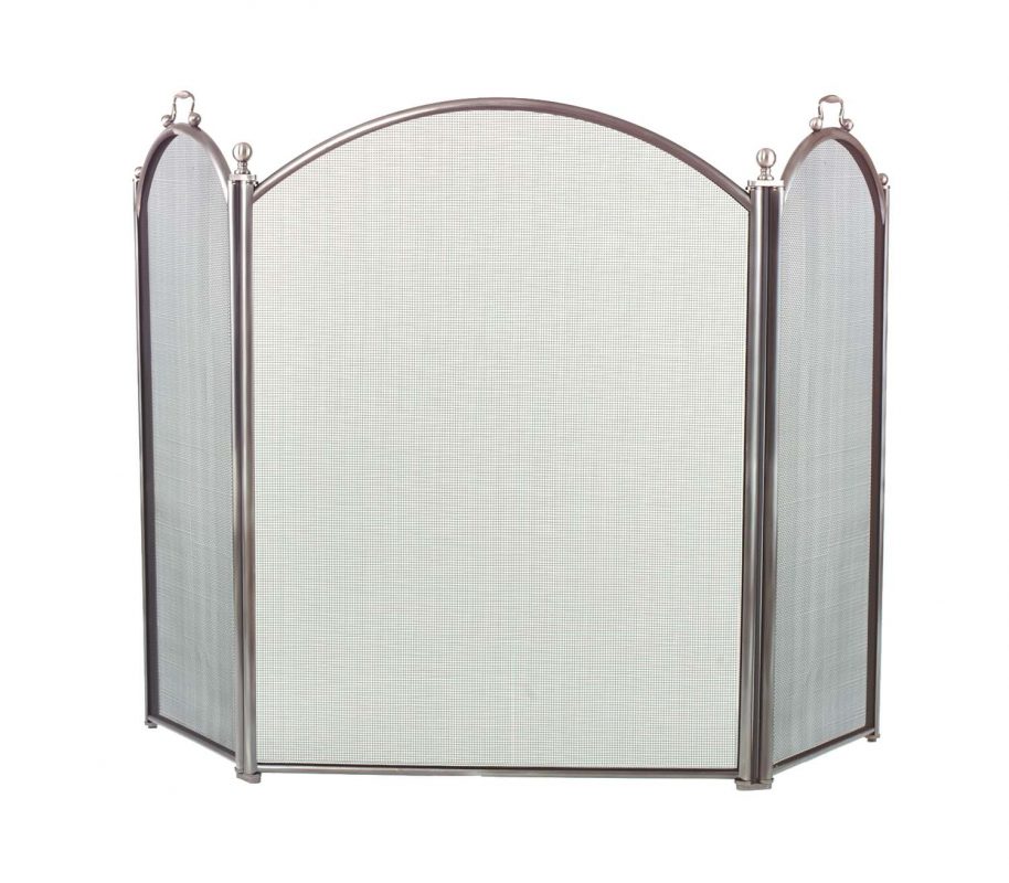 Dagan Three Fold Pewter Arched Fireplace Screen