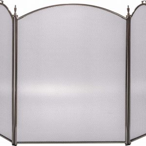 Dagan Three Fold Pewter Arched Fireplace Screen