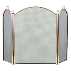 Dagan Three Fold Polished Brass Arched Fireplace Screen