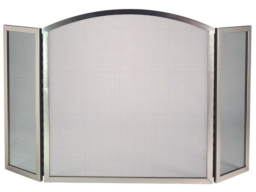 Dagan Three Fold Satin Nickel Arched Fireplace Screen