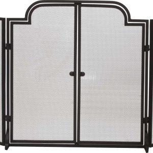 Dagan Three Fold Wrought Iron Arched Fireplace Screen with Doors