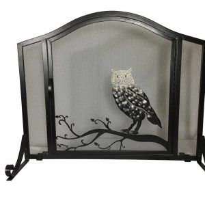 Dagan Wrought Iron Arched Fireplace Screen with Door with Owl Design