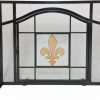 Dagan Wrought Iron Fireplace Screen with Door with Fleur De Lis Design