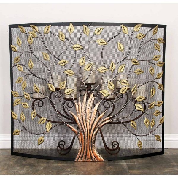 Decmode - 33 X 39 Inch Natural Iron Trees and Branches Fire Screen 1