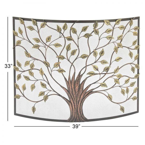 Decmode - 33 X 39 Inch Natural Iron Trees and Branches Fire Screen 2