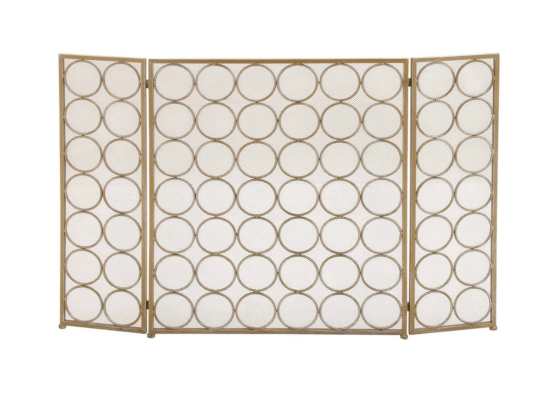 Decmode - Large 3-Panel Silver Metal Fireplace Screen