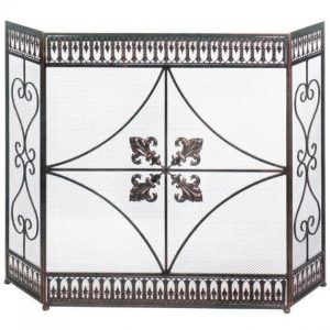 Decor and More Store Lovely Fleur De Lis Design Folding Fireplace Screen