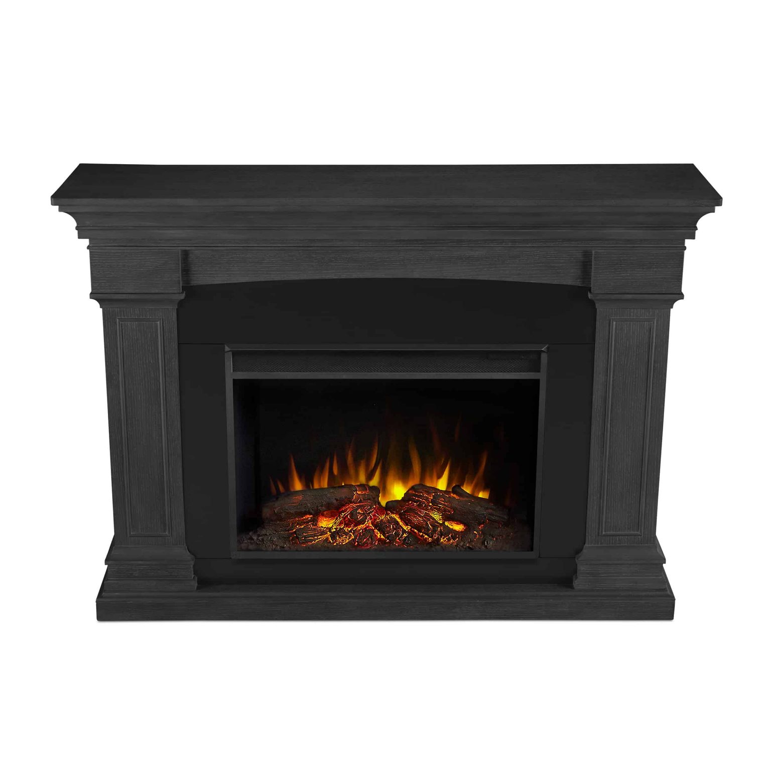 Deland Grand Electric Fireplace In Gray By Real Flame