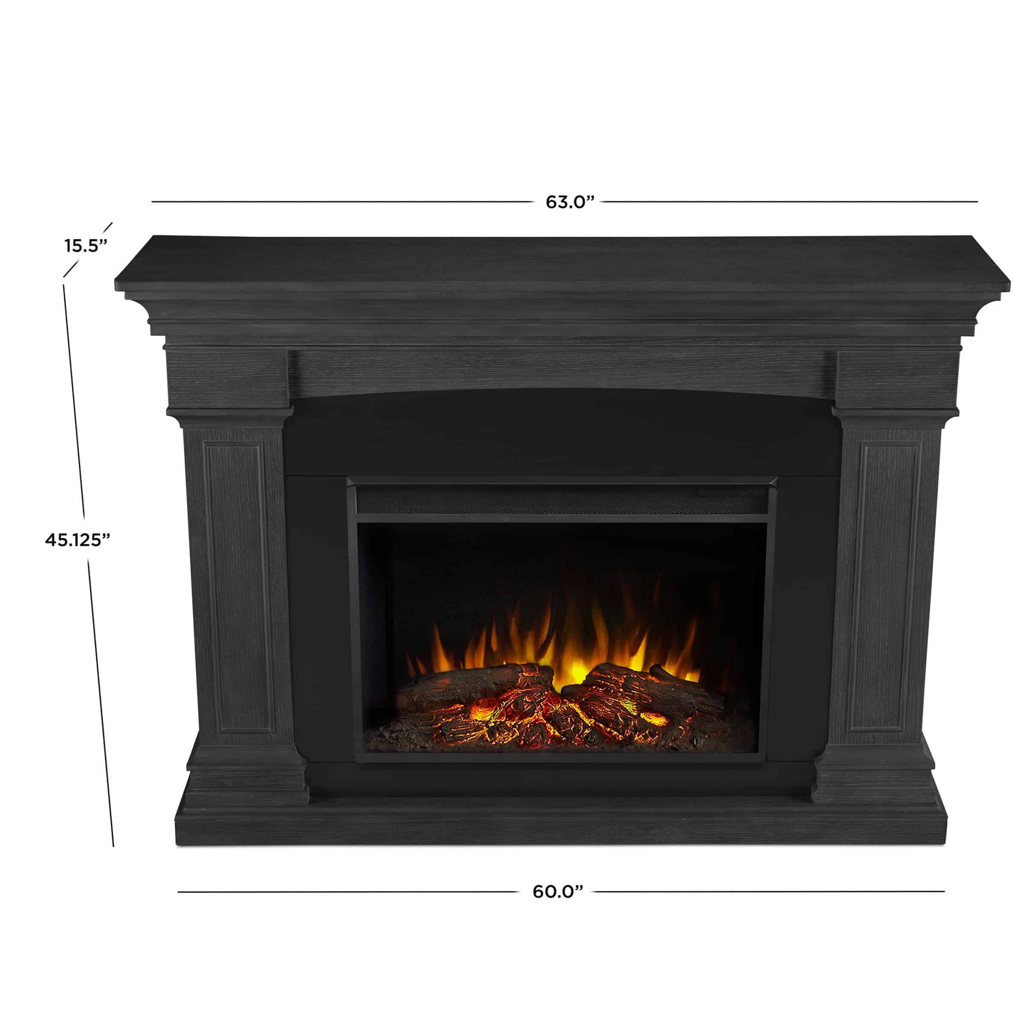 Deland Grand Electric Fireplace in Gray by Real Flame - Fireplacess.com