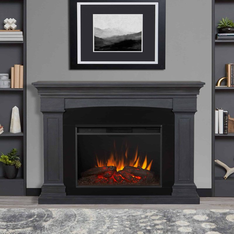 Deland Grand Electric Fireplace in Gray by Real Flame