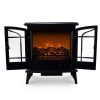 Della 1400W Electric Stove Heater Fireplace 25-Inch Freestanding 3D Flame Log Stove Firebox 10