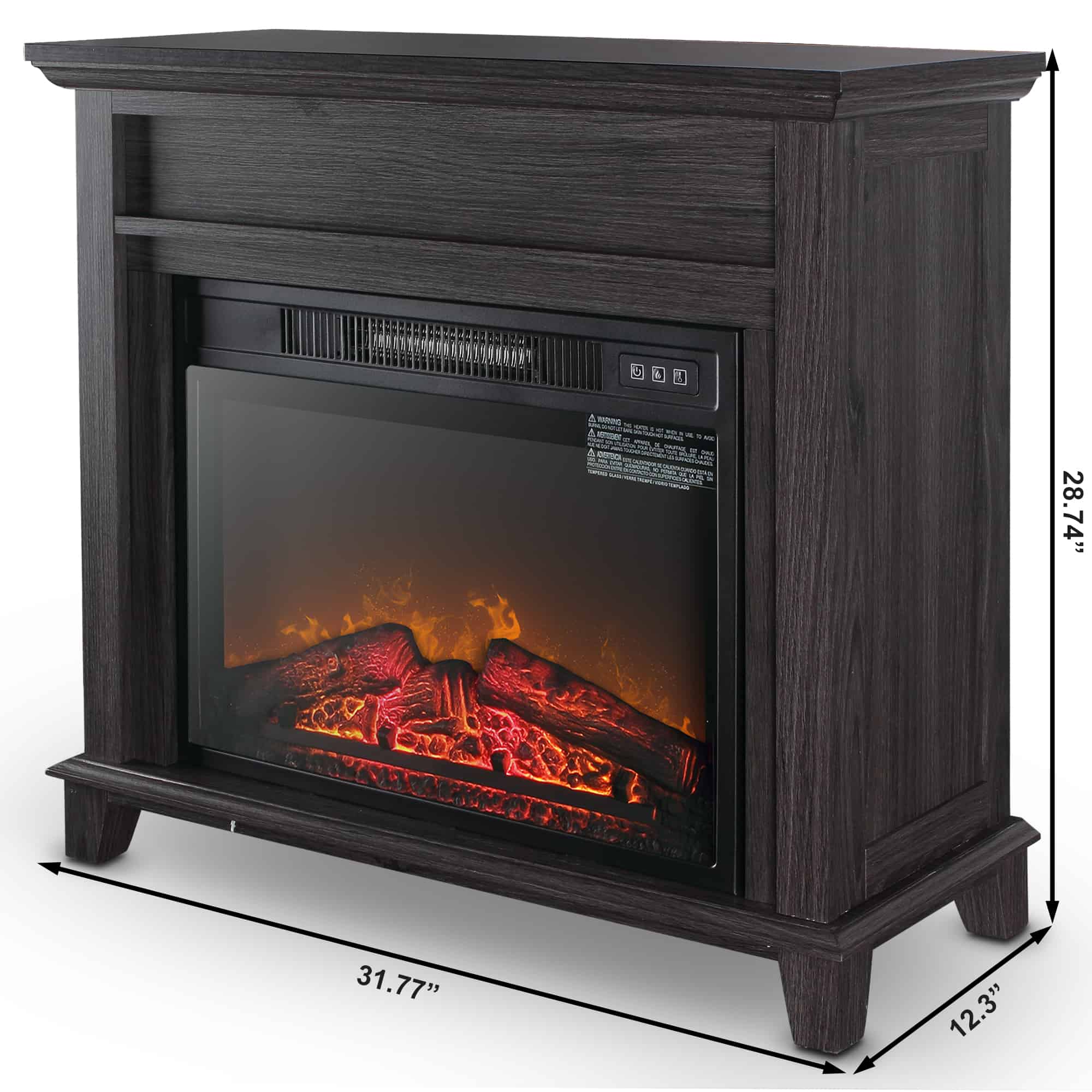 Colour: Black Klarstein Bormio S Electric Fireplace Open Window Detection Storage Space for Logs Weekly Timer Remote Control 2 Heat Settings: 950/1900 W Thermostat Realistic Flame Effects