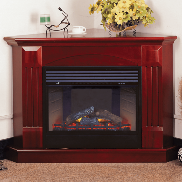 Deluxe Electric Corner Fireplace With Remote Control - Cherry Finish