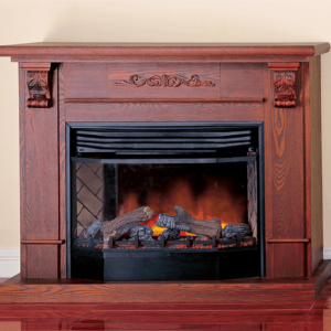 Deluxe Full Size Electric Fireplace With Remote Control - Dark Oak Finish