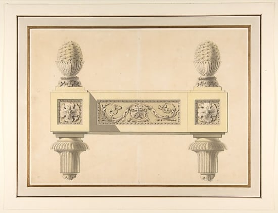 Design for Andirons Poster Print by Jean Louis Prieur le Jeune (French Paris 1759 “1795 Paris) (18 x 24)