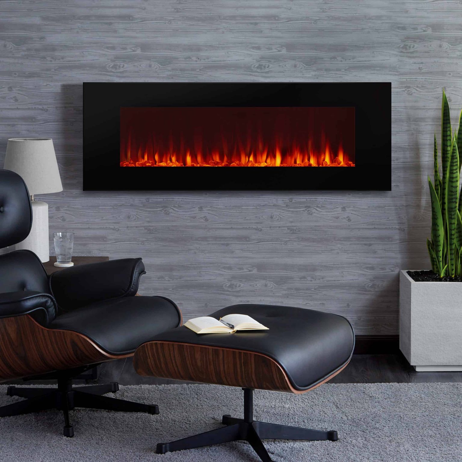 Ryhorn Low Profile Electric Fireplace, Espresso - Fireplacess.com