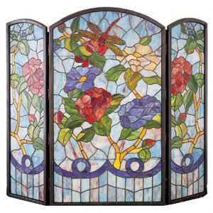 Dragonfly Flower Folding Fireplace Screen